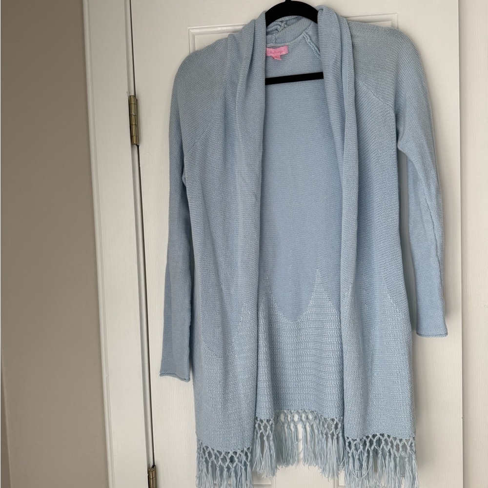 Lilly Pulitzer Light Blue Fringed Women's Sweater